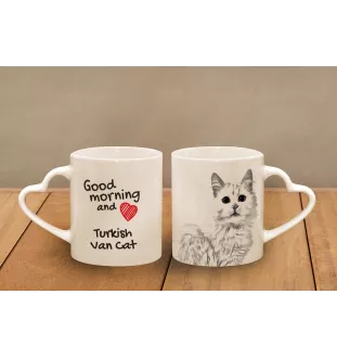 Türkisch Van Tasse mit Katze, entzückende Tasse mit herzförmigem Henkel, universelles Geschenk der Marke Art-Dog