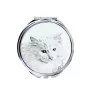 Turkish Angora Cat - pocket mirror with a cat, personalized mirror for a purse, compact mirror with Art-Dog brand print