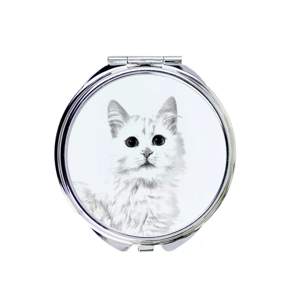 Turkish Van Cat - pocket mirror with a cat, personalized mirror for a purse, compact mirror with Art-Dog brand print