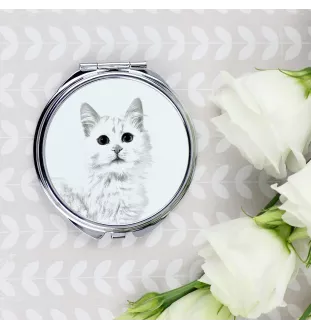 Chat turc de Van - miroir de poche avec un chat, miroir personnalisé pour sac à main, miroir compact avec impression de la marque Art-Dog