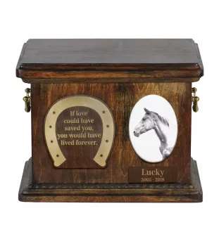 Akhal-Teke - urn for horse ashes, urn for horse with a photo, personalized box for animal ashes by Art-Dog brand