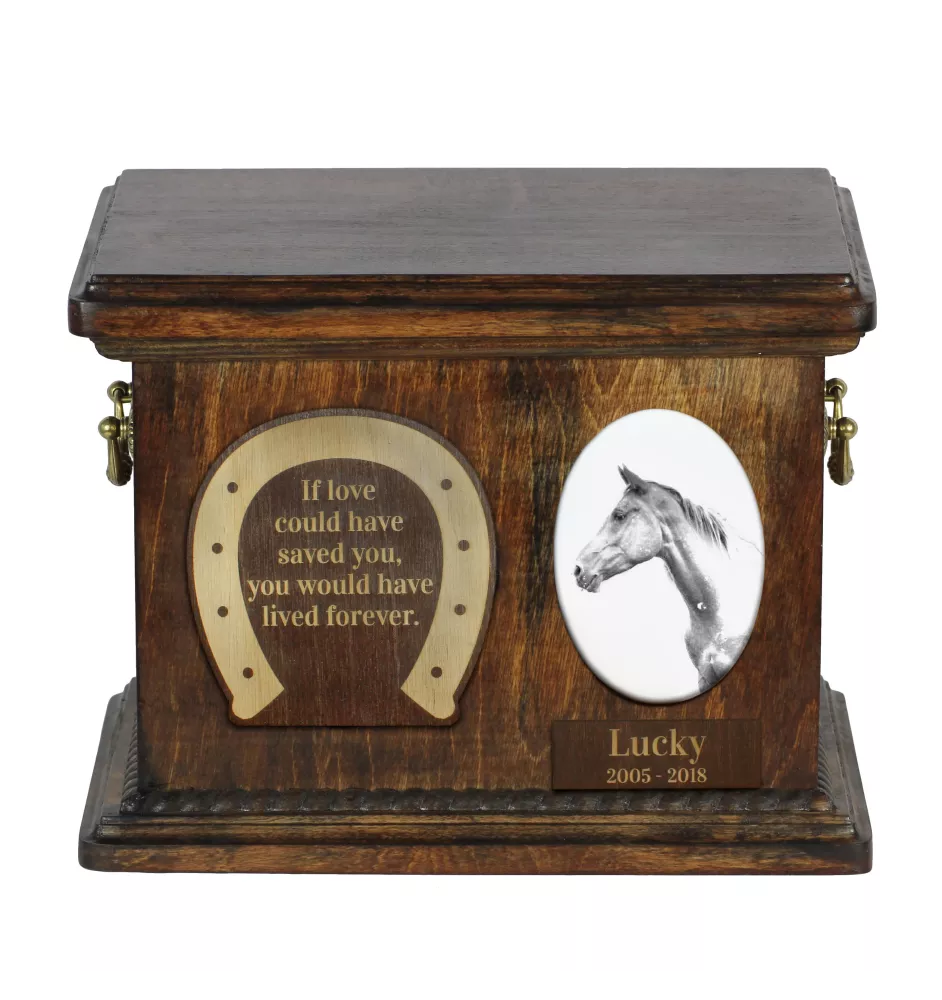 Akhal-Teke - Eine Urne für die Asche eines Pferdes, eine Urne für ein Pferd mit Foto, personalisierte Tierasche-Box von Art-Dog.