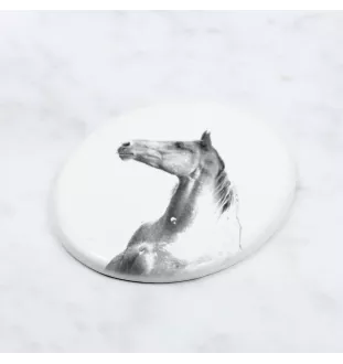 Akhal-Teke - commemorative plaque with a photo of a horse, tombstone plaque with a print, personalized oval plaque by Art-Dog brand