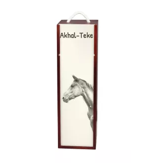 Akhal-Teke - boîte à vin avec un cheval, boîte à alcool avec une illustration, boîte cadeau personnalisée de la marque Art-Dog
