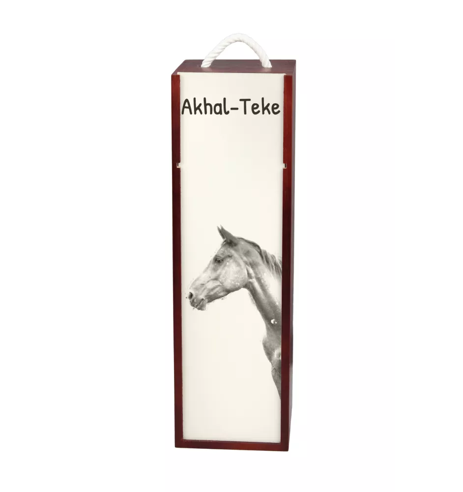 Akhal-Teke - wine box with a horse, alcohol box with graphics, personalized gift box from the Art-Dog brand