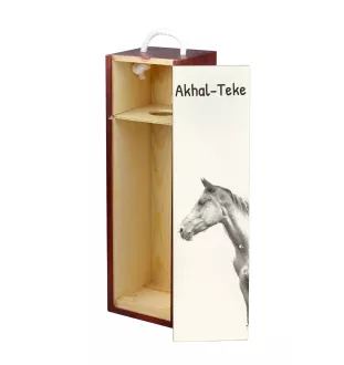 Akhal-Teke - boîte à vin avec un cheval, boîte à alcool avec une illustration, boîte cadeau personnalisée de la marque Art-Dog