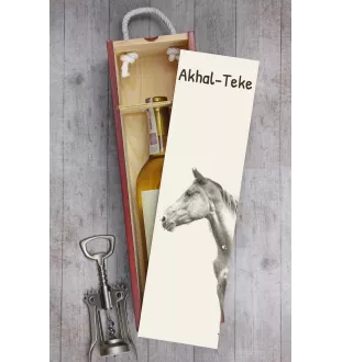 Akhal-Teke - boîte à vin avec un cheval, boîte à alcool avec une illustration, boîte cadeau personnalisée de la marque Art-Dog