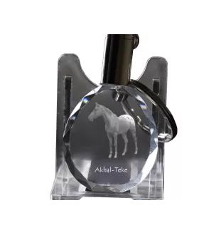 Akhal-Teke - pendant with a picture of a horse, crystal key ring in a gift box, unique gift by Art-Dog brand