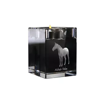Akhal-Teke - Candle holder with picture of a horse, crystal tealight holder, personalised gift by Art-Dog brand
