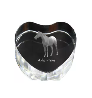 Akhal-Teke - a photo of a horse in crystal, a crystal heart, a unique frame with a photo from the Art-Dog brand