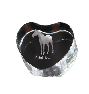Akhal-Teke - a photo of a horse in crystal, a crystal heart, a unique frame with a photo from the Art-Dog brand
