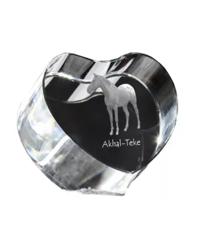 Akhal-Teke - a photo of a horse in crystal, a crystal heart, a unique frame with a photo from the Art-Dog brand
