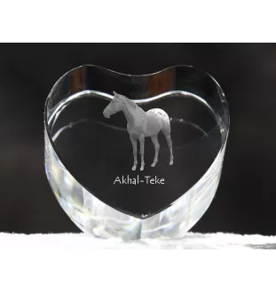 Akhal-Teke - une photo de cheval dans un cristal, un cœur en cristal, un cadre exceptionnel avec une photo de la marque Art-Dog