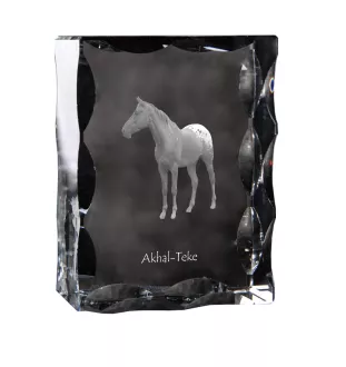 Akhal-Teke - crystal with a picture of a horse, glass statuette with a picture, unique frame with a picture from Art-Dog brand