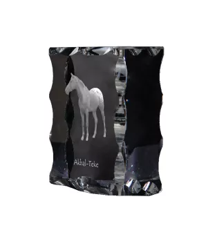 Akhal-Teke - crystal with a picture of a horse, glass statuette with a picture, unique frame with a picture from Art-Dog brand