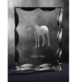 Akhal-Teke - crystal with a picture of a horse, glass statuette with a picture, unique frame with a picture from Art-Dog brand
