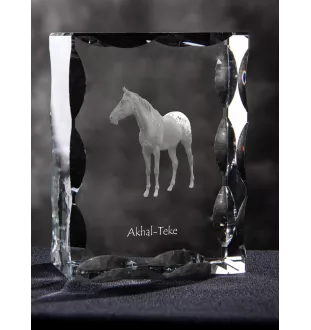 Akhal-Teke - Kristall mit einem Pferdebild, Glasstatuette mit einem Bild, einzigartiger Bilderrahmen der Marke Art-Dog