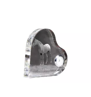 Akhal-Teke - Kristalluhr mit einem Pferdebild, Herzregal-Uhr, personalisierte Standuhr der Marke Art-Dog