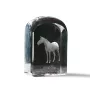 Akhal-Teke - crystal cube with a photo, photo of a horse in crystal, cubic paperweight from Art-Dog brand
