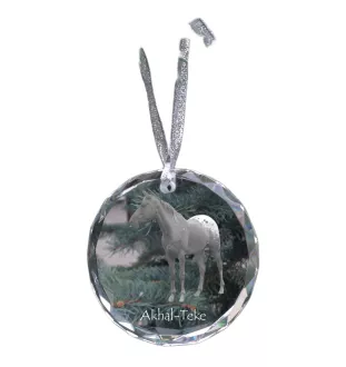 Akhal-Teke - boule de Noël en cristal avec une photo, photo de cheval dans le cristal, décoration personnalisée pour sapin de Noël de la marque Art-Dog