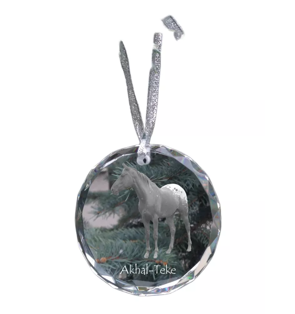 Akhal-Teke - Kristallkugel mit einem Foto, Pferdefoto im Kristall, personalisierter Weihnachtsbaumanhänger von der Marke Art-Dog