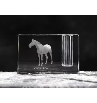 Akhal-Teke - Porte-stylos, organiseur en cristal avec image d'un cheval, décoration de bureau unique par la marque Art-Dog