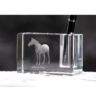 Akhal-Teke - Porte-stylos, organiseur en cristal avec image d'un cheval, décoration de bureau unique par la marque Art-Dog