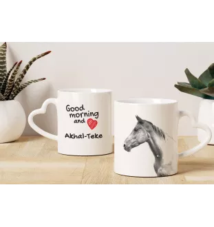 Akhal-Teke - Tasse mit Hund, entzückende Tasse mit herzförmigem Henkel, universelles Geschenk der Marke Art-Dog