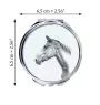 Akhal-Teke - Taschenspiegel mit Pferd, personalisierter Taschenspiegel, kompakter Spiegel mit Art-Dog-Logo