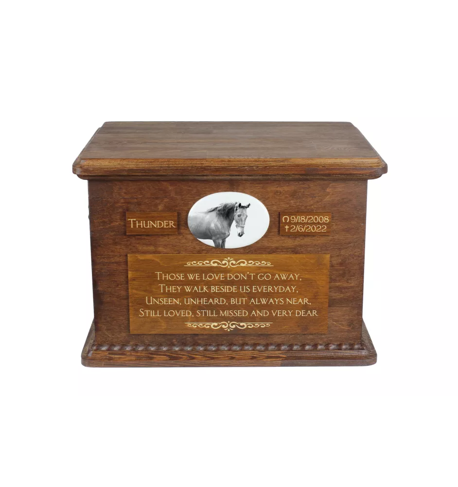 American Saddlebred Urn für Pferdeasche, personalisierte Urne mit Foto, große Box für Pferdeasche von der Marke Art-Dog