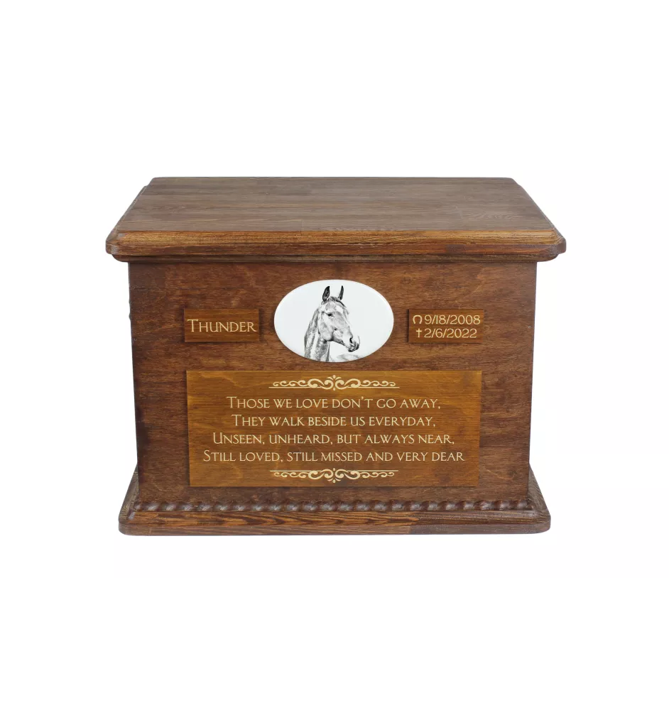 American Warmblood - urn for horse ashes, personalized urn with a photo, large box for horse ashes by Art-Dog brand