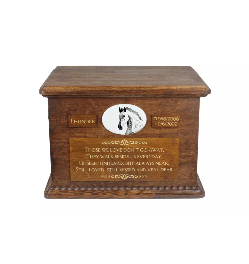 Andalusian - urn for horse ashes, personalized urn with a photo, large box for horse ashes by Art-Dog brand