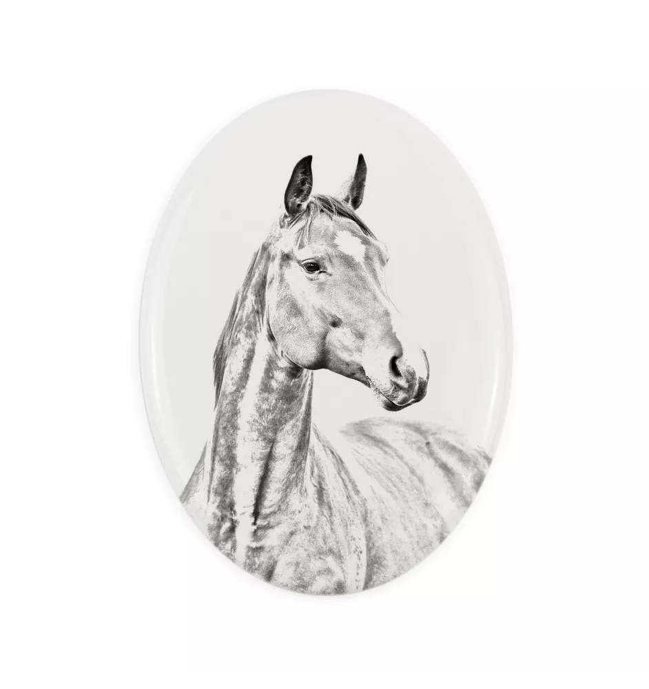 American Warmblood - commemorative plaque with a photo of a horse, tombstone plaque with a print, personalized oval plaque by Art-Dog brand