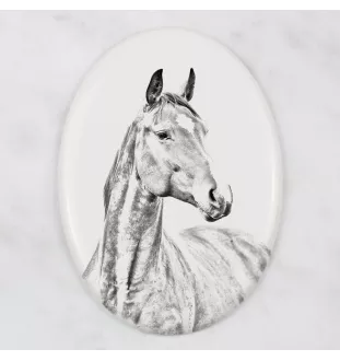American Warmblood - commemorative plaque with a photo of a horse, tombstone plaque with a print, personalized oval plaque by Art-Dog brand