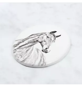 Amerikanisches Warmblut - Gedenktafel mit einem Pferdefoto, Grabplatte mit Druck, personalisierte ovale Platte von Art-Dog.