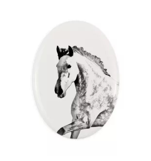 Andalusier - Gedenktafel mit einem Pferdefoto, Grabplatte mit Druck, personalisierte ovale Platte von Art-Dog.