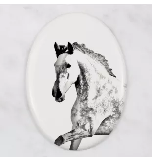 Andalou - une plaque commémorative avec une photo de cheval, une plaque funéraire avec une impression, une plaque ovale personnalisée de la marque Art-Dog