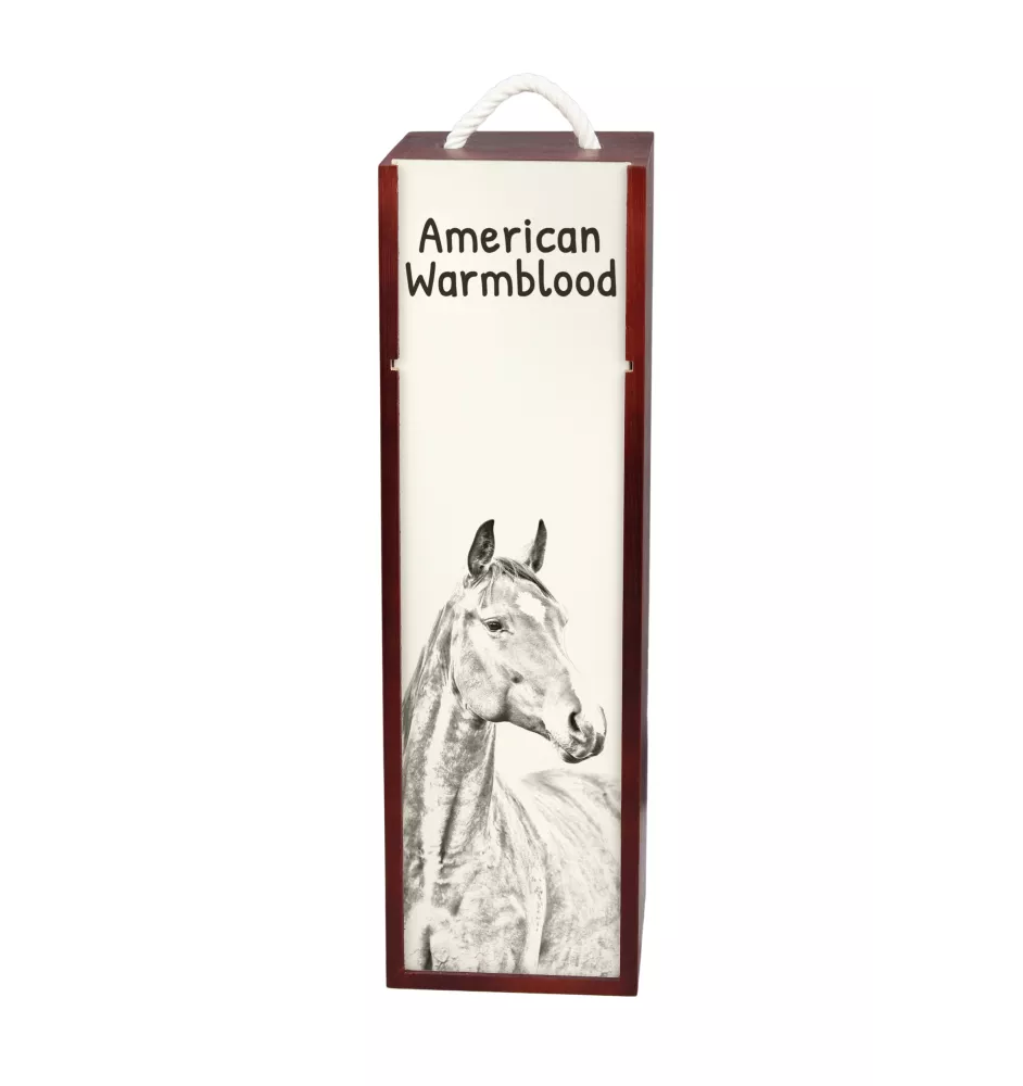 Amerikanisches Warmblut - Weinkiste mit Pferd, Alkoholkiste mit Grafik, personalisierte Geschenkbox der Marke Art-Dog