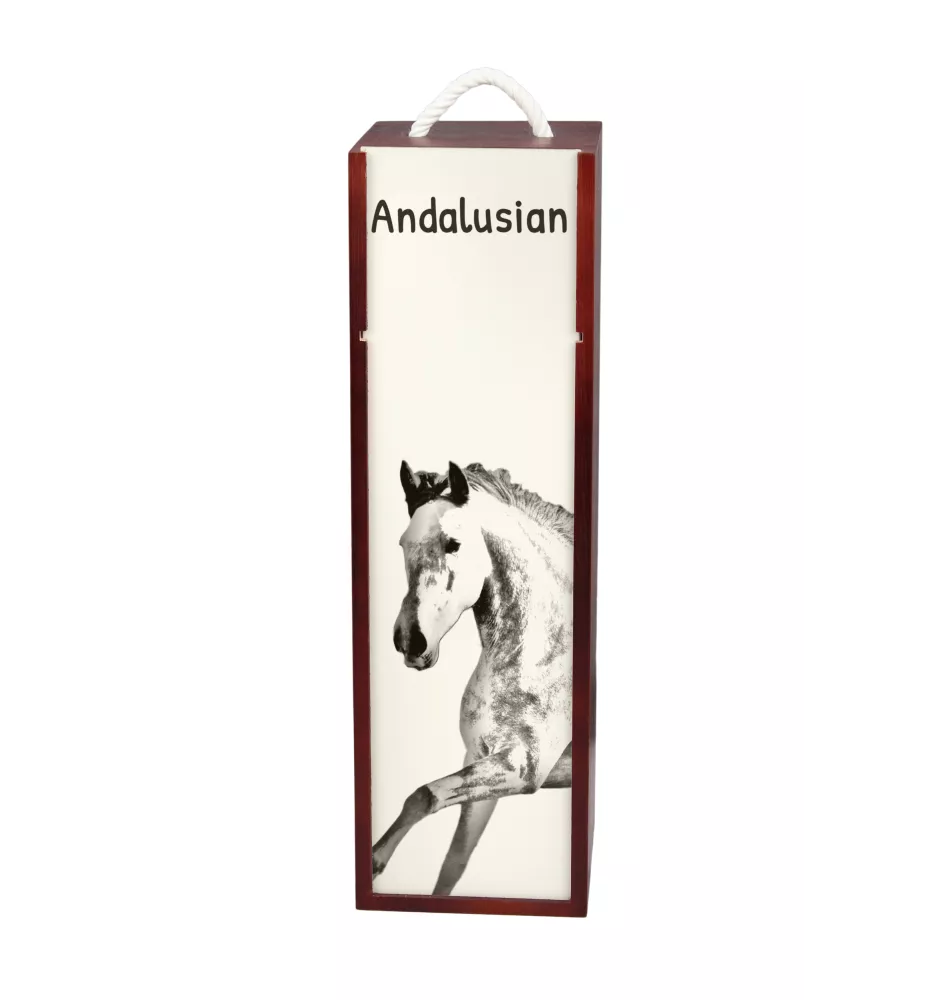 Andalou - boîte à vin avec un cheval, boîte à alcool avec une illustration, boîte cadeau personnalisée de la marque Art-Dog