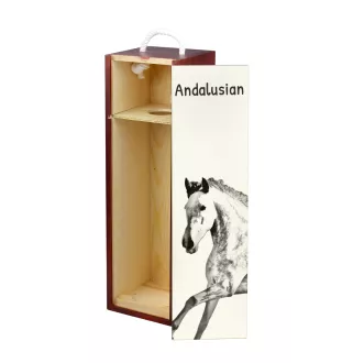 Andalusian - wine box with a horse, alcohol box with graphics, personalized gift box from the Art-Dog brand