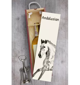 Andalusian - wine box with a horse, alcohol box with graphics, personalized gift box from the Art-Dog brand