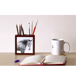 Cheval de selle américain - porte-stylo avec un cheval, organiseur de bureau avec impression, décoration de bureau personnalisée de la marque Art-Dog