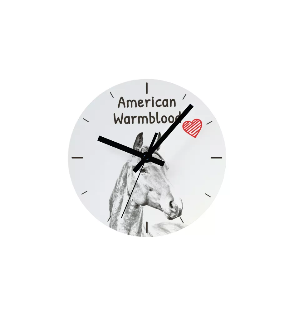 Amerikanisches Warmblut - Wanduhr mit Pferd, Uhr mit Druck für das Regal, personalisierte Hausdekoration der Marke Art-Dog