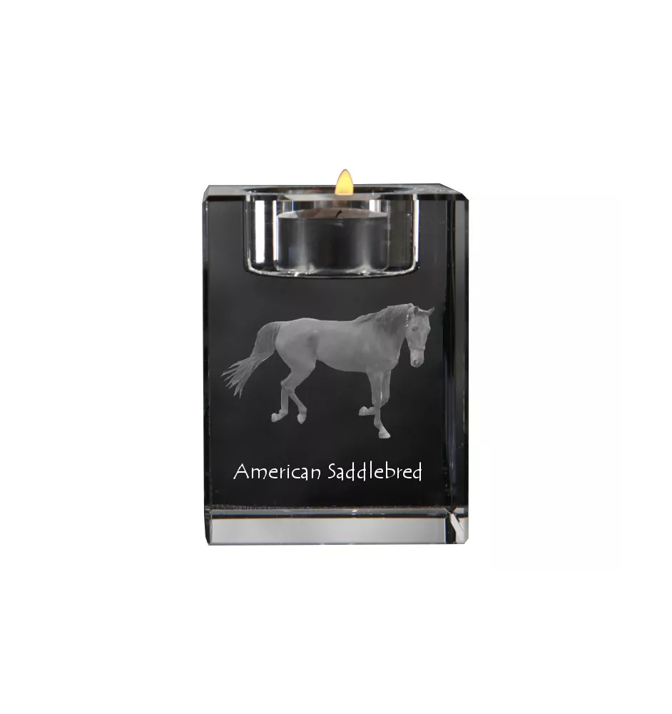 Cheval de selle américain - Bougeoir avec image d'un cheval, porte bougie en cristal, cadeau personnalisé par la marque Art-Dog