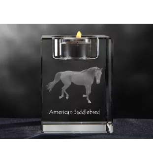 American Saddlebred - Kerzenhalter mit Bild eines Pferdes, Teelichthalter aus Kristall, personalisiertes Geschenk der Marke Art-Dog