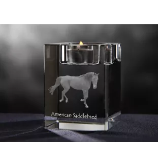 Cheval de selle américain - Bougeoir avec image d'un cheval, porte bougie en cristal, cadeau personnalisé par la marque Art-Dog