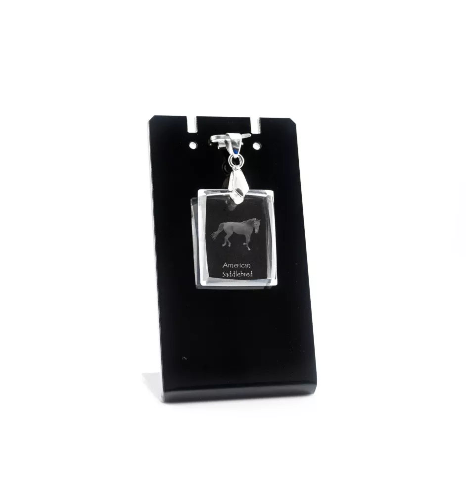 Cheval de selle américain - Crystal pendant with horse, photo necklace, unique jewellery by Art-Dog