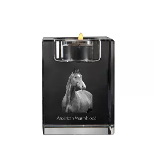 American Warmblood - Candle holder with picture of a horse, crystal tealight holder, personalised gift by Art-Dog brand
