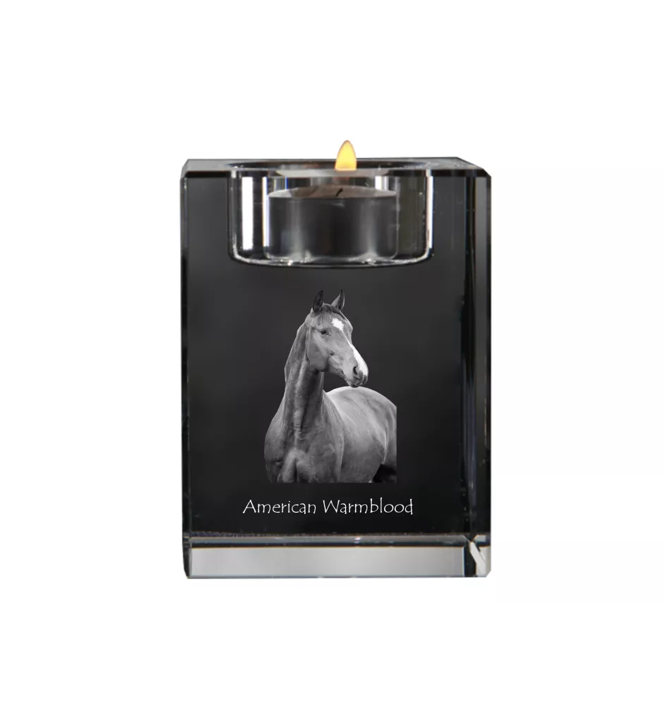 Cheval de sang américain - Bougeoir avec image d'un cheval, porte bougie en cristal, cadeau personnalisé par la marque Art-Dog