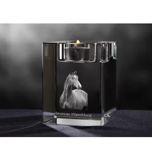 American Warmblood - Candle holder with picture of a horse, crystal tealight holder, personalised gift by Art-Dog brand